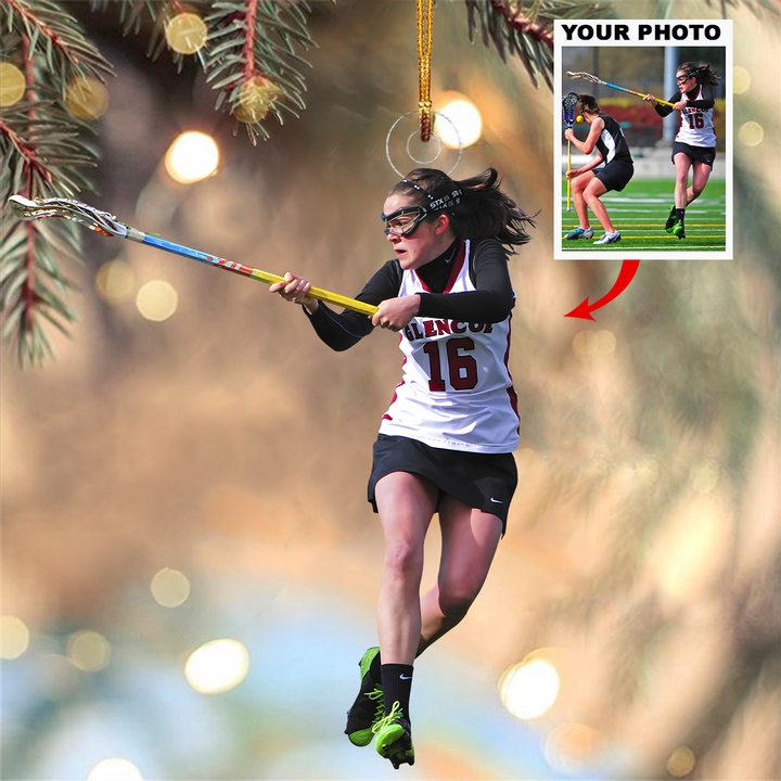 Lacrosse Ornament - Personalized Custom Photo Mica Ornament - Christmas Gift For Lacrosse Lovers, Family Members