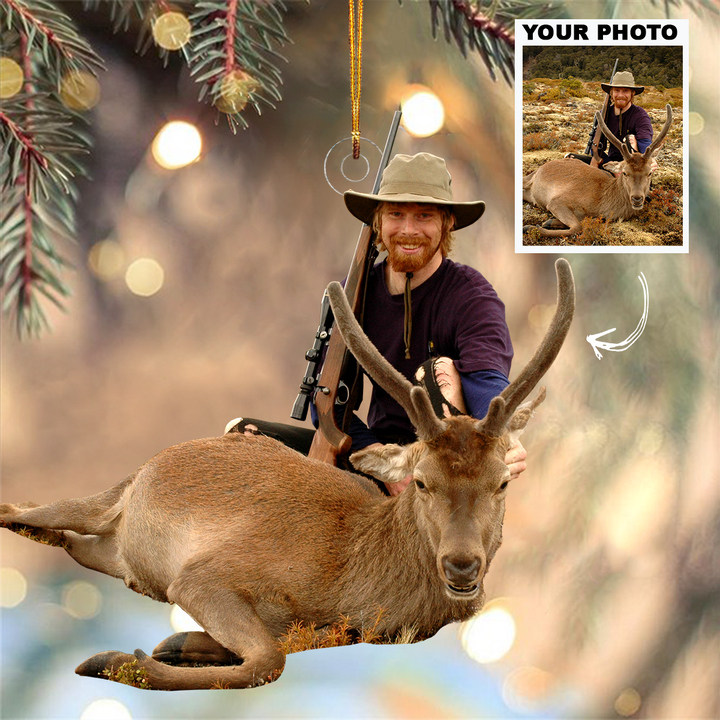 Deer Hunting Ornament - Personalized Custom Photo Mica Ornament - Christmas Gift For Deer Hunters, Family Members