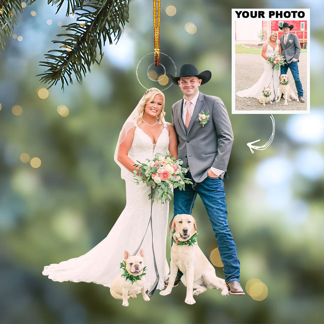 Customized Photo Ornament Wedding Moments V2 - Personalized Photo Mica Ornament - Christmas Gift For Family Members, Wife, Husband