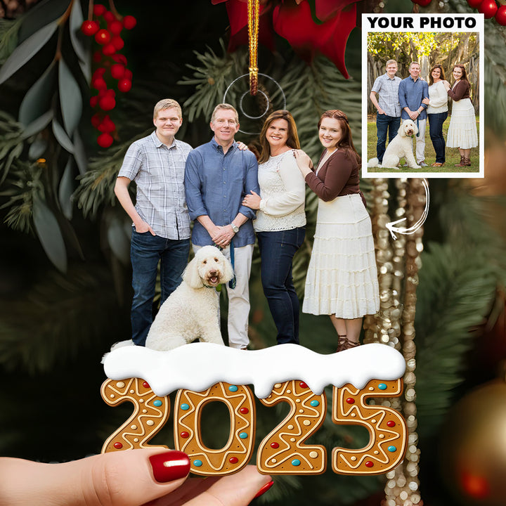 Home Sweet Family 2025 - Personalized Custom Photo Mica Ornament - Christmas Gift For Family Members UPL0HT003