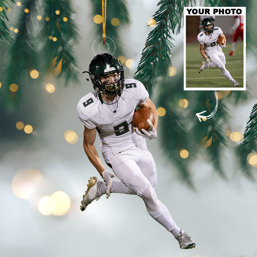 American Football Ornament - Personalized Custom Photo Mica Ornament - Birthday, Christmas Gift For Football Lover, Sport Lover, Family Members
