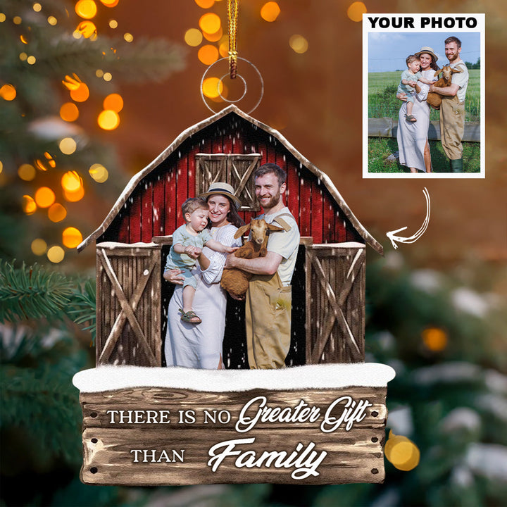 There Is No Greater Gift Than Family - Personalized Custom Photo Mica Ornament - Christmas Gift For Family, Family Members UPL0HT007