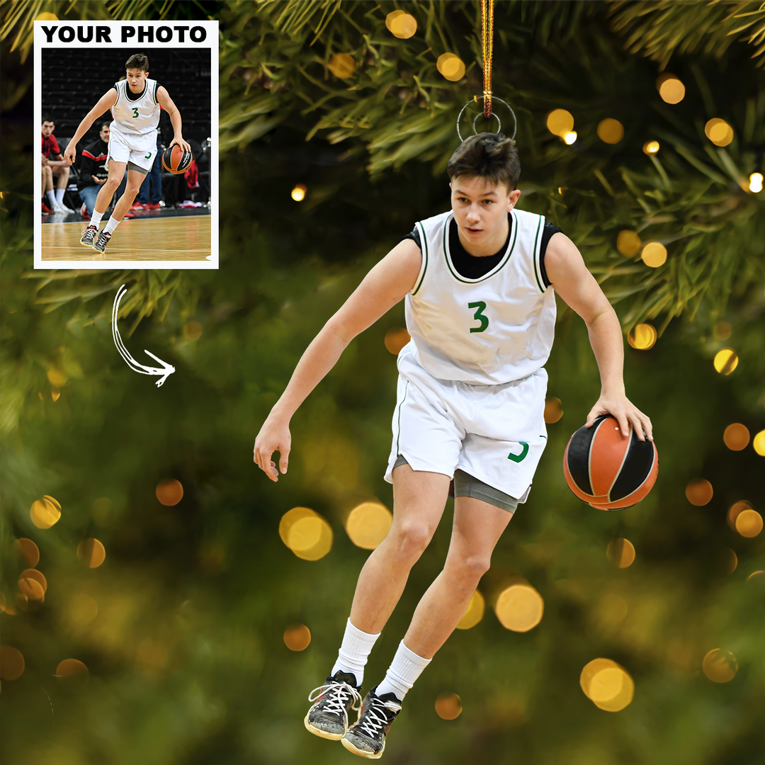 Basketball Ornament - Personalized Custom Photo Mica Ornament - Christmas Gift For Sports Lovers