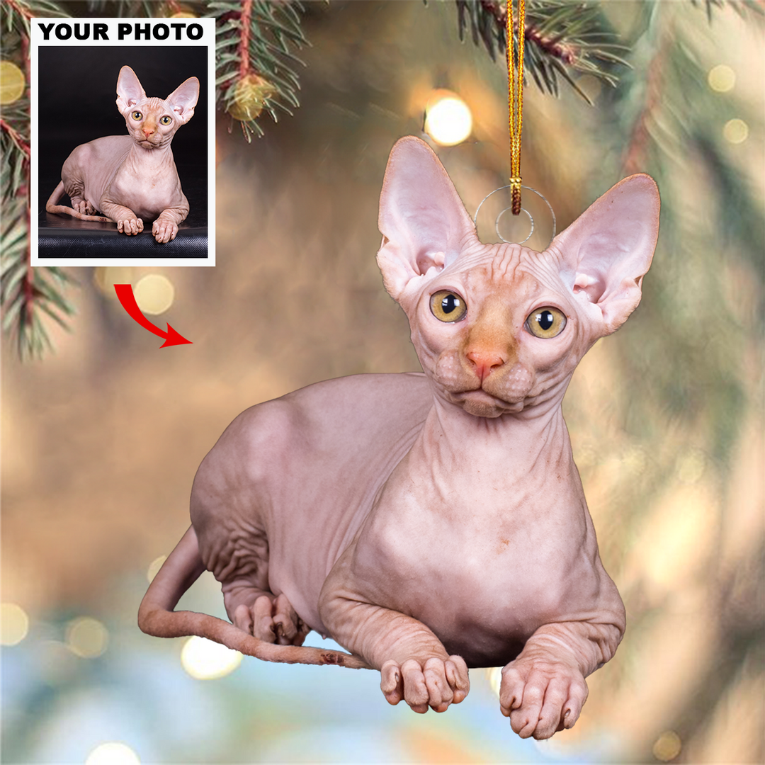 I Love Cats - Personalized Custom Photo Mica Ornament - Christmas Gift For Cat Mom, Cat Dad, Sphynx Cat Lovers