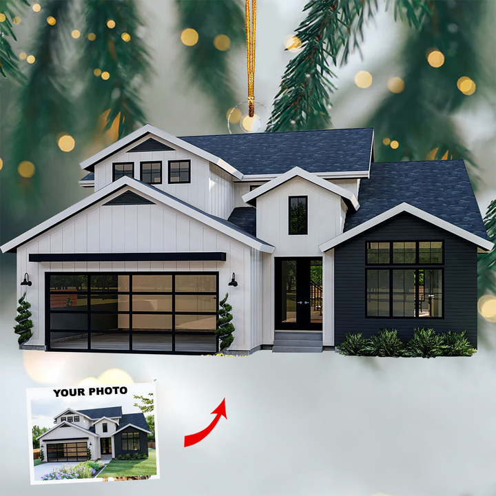 House Ornament - Personalized Custom Photo Mica Ornament - Christmas Gift For Family Members