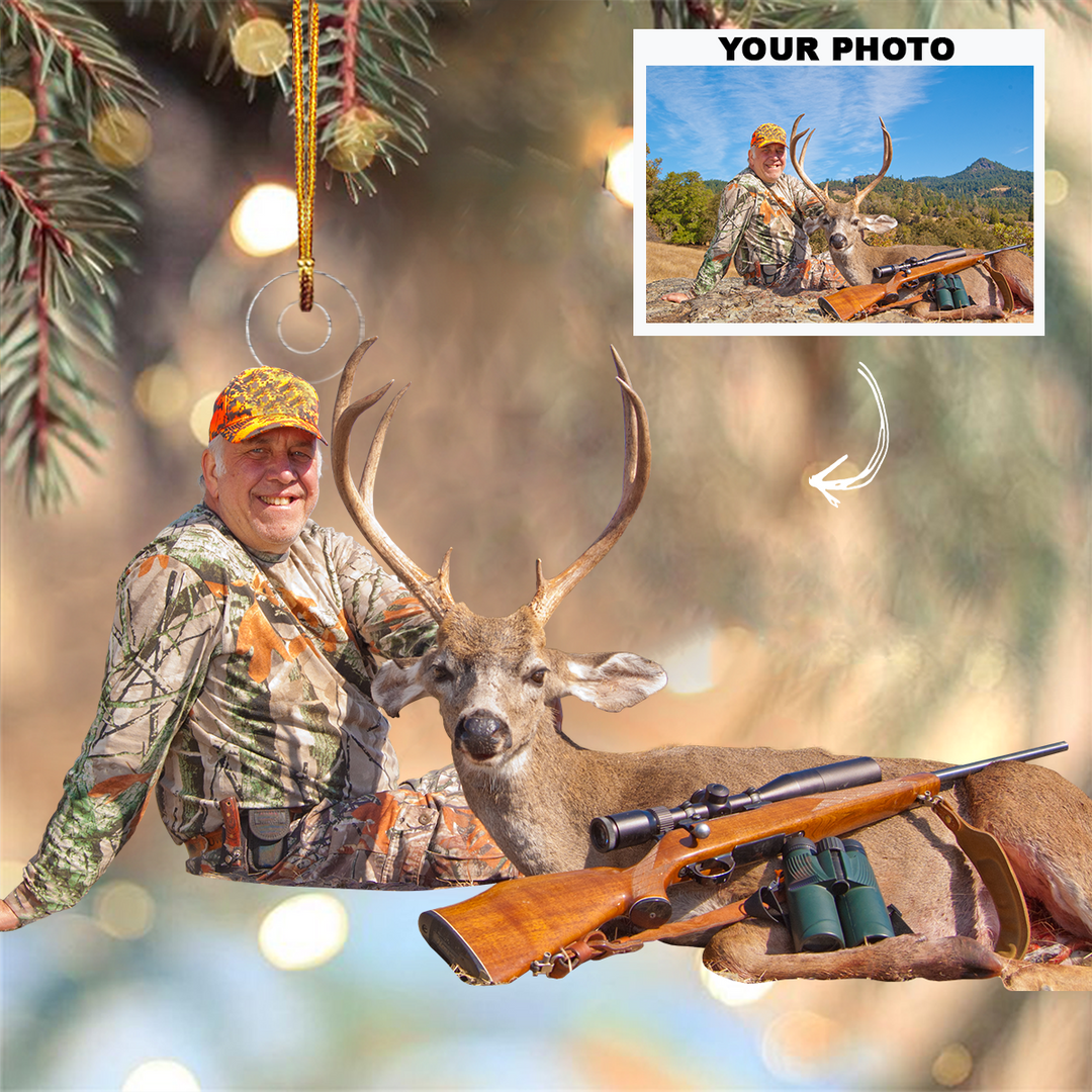 Deer Hunting Ornament - Personalized Custom Photo Mica Ornament - Christmas Gift For Deer Hunters, Family Members