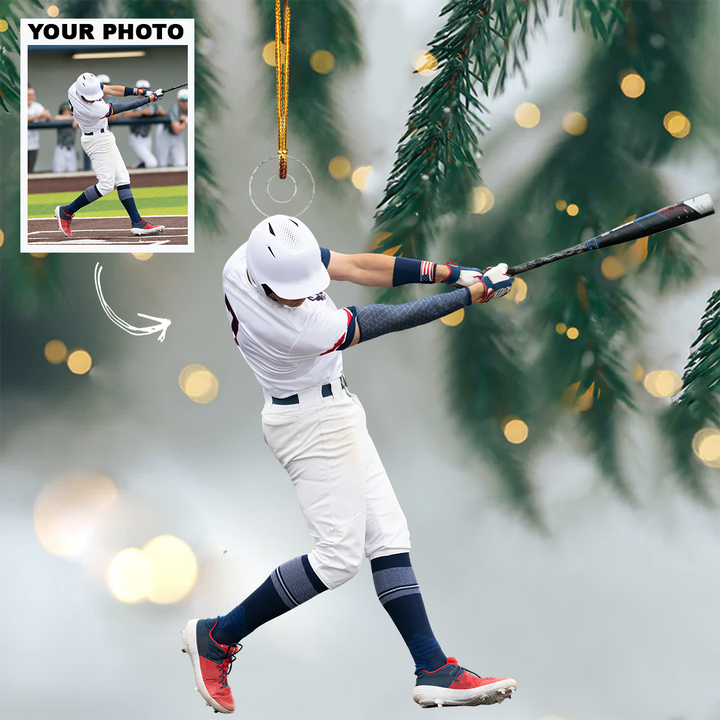 I Love Baseball - Customized Your Photo Ornament - Personalized Custom Photo Mica Ornament - Christmas Gift For Baseball Lovers, Family Members, Sports Lovers