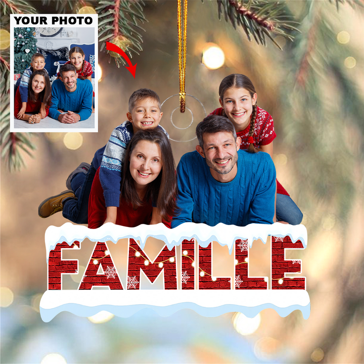 Ma Famille Est Ma Force - Personalized Custom Photo Mica Ornament - Christmas Gift For Family, Family Members UPL0HT001
