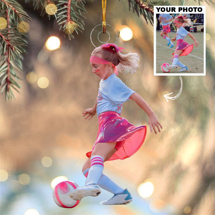 Kid Soccer Ornament - Personalized Custom Photo Mica Ornament - Christmas Gift For Kids, Sport Lovers, Family Members