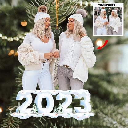 Customized Photo Ornament 2023 Family Snow - Personalized Photo Mica Ornament - Christmas Gift For Family Members, Mom, Dad UPL0HD018