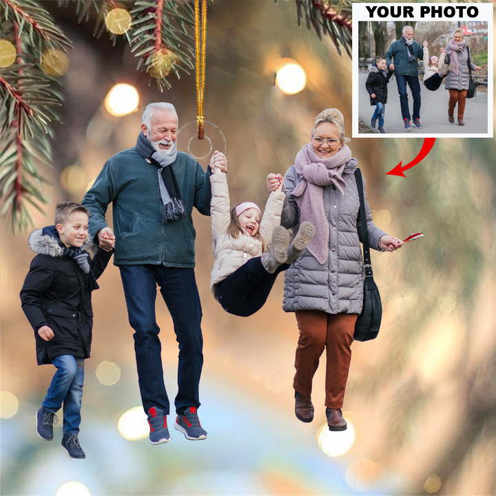 Our grandkids - Personalized Photo Mica Ornament - Christmas Gift For Grandma, Grandpa, Family Members