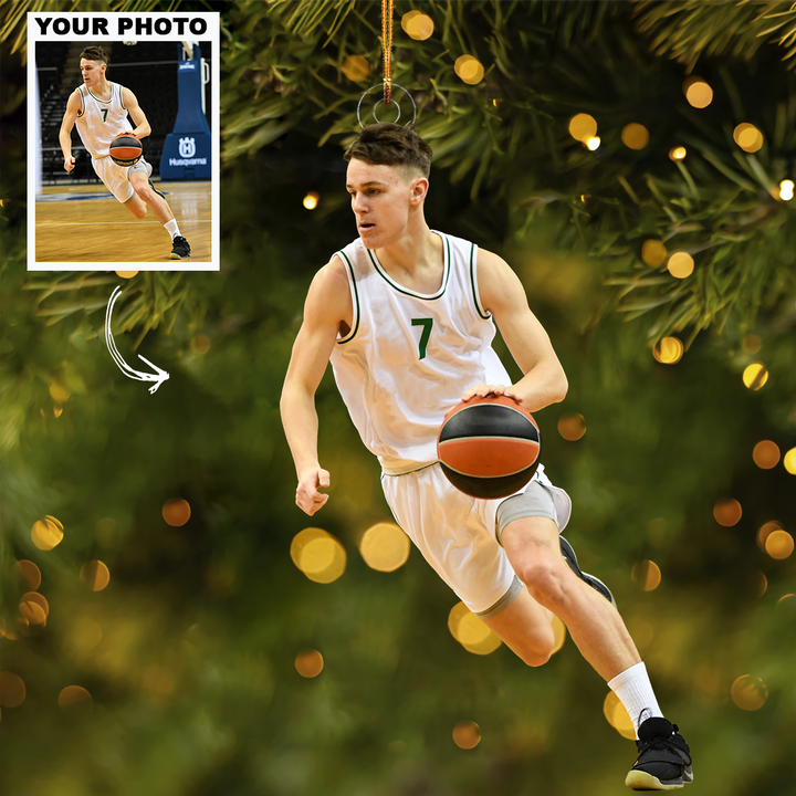 Basketball Ornament - Personalized Custom Photo Mica Ornament - Christmas Gift For Sports Lovers