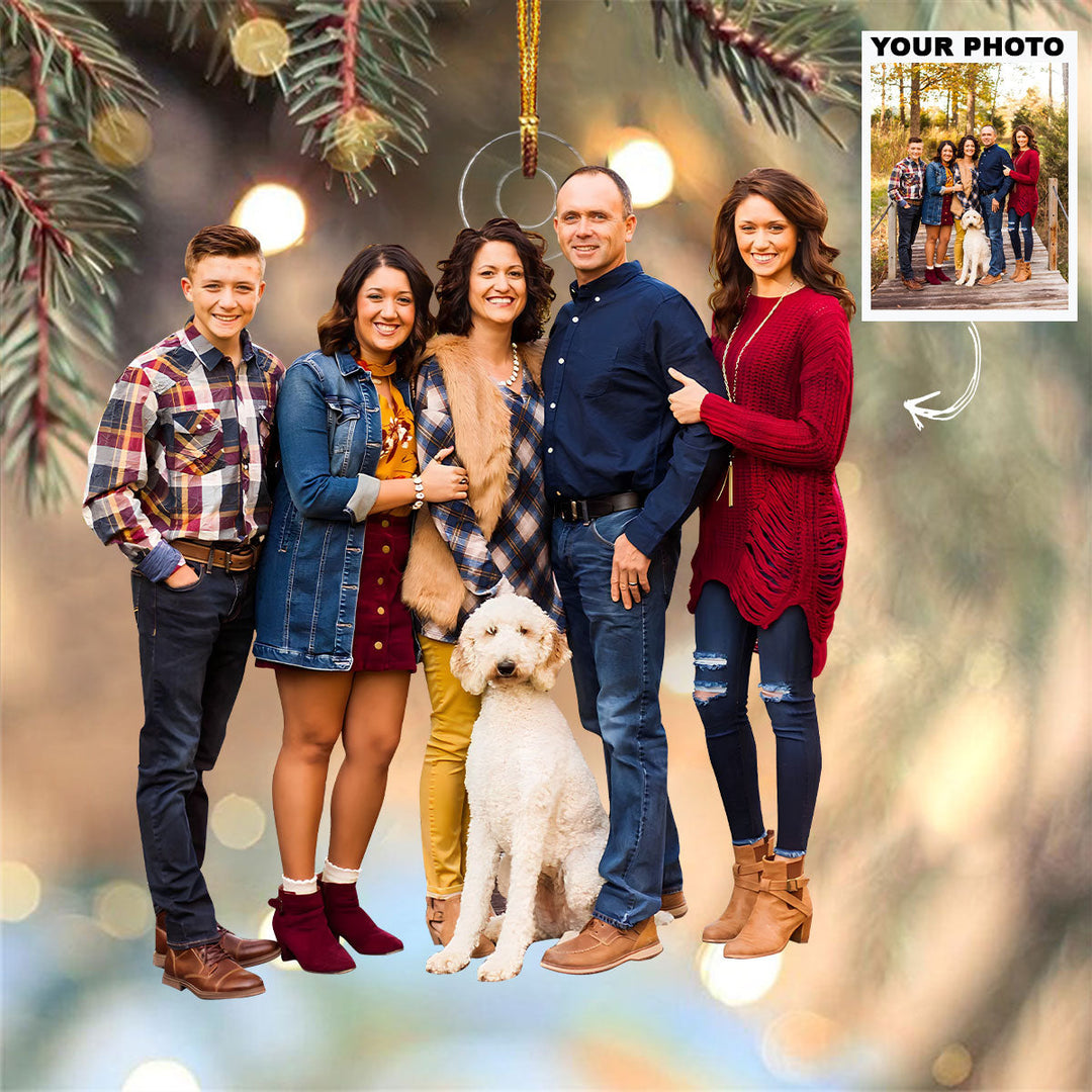 Customized Photo Ornament Couple, Family Members Christmas - Personalized Photo Mica Ornament