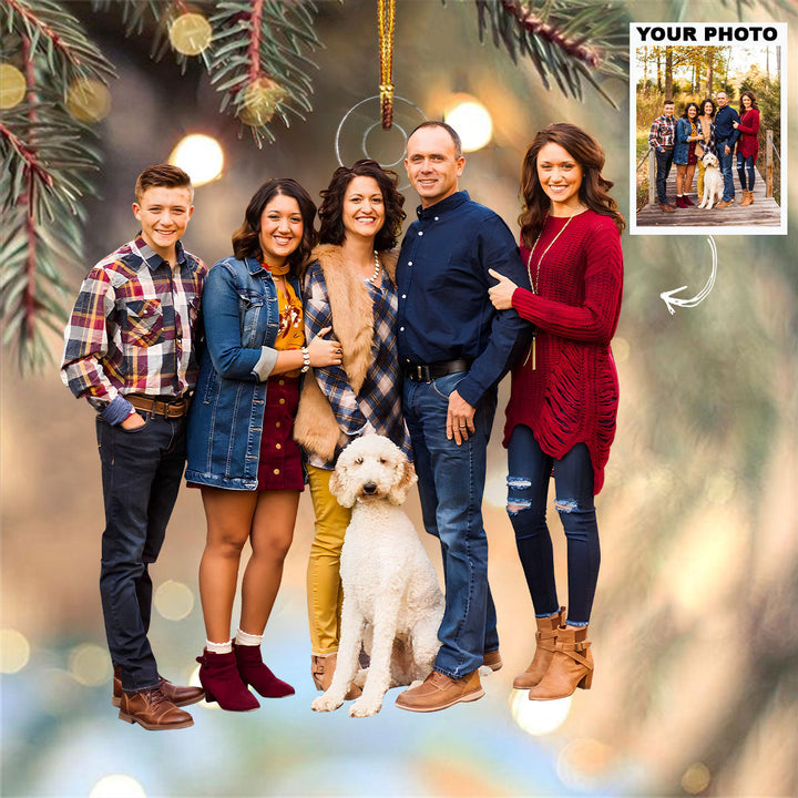 Customized Photo Ornament Couple, Family Members Christmas - Personalized Photo Mica Ornament