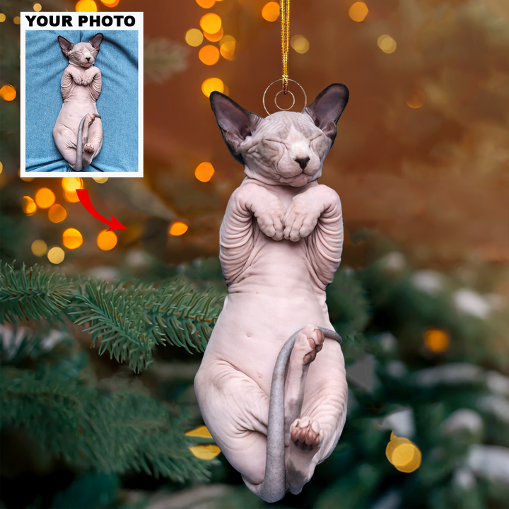 I Love Cats - Personalized Custom Photo Mica Ornament - Christmas Gift For Cat Mom, Cat Dad, Sphynx Cat Lovers