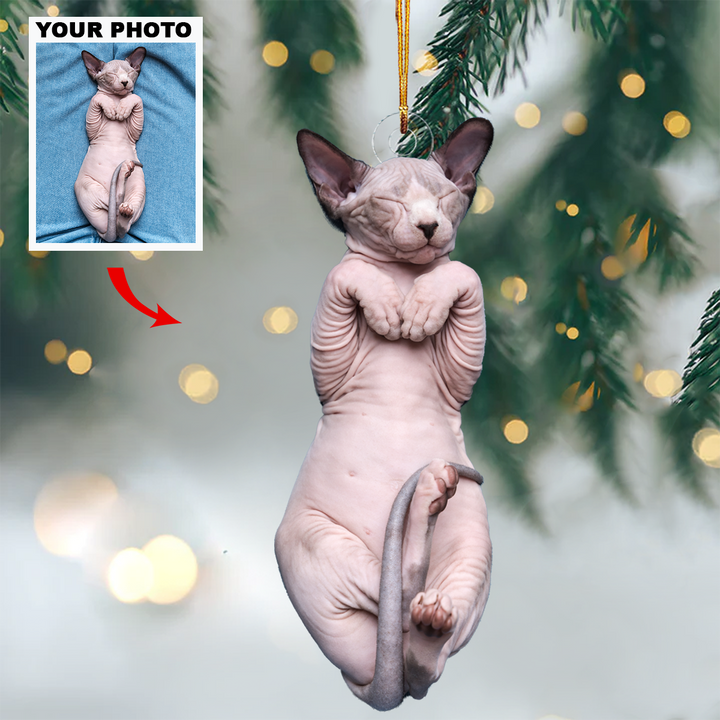I Love Cats - Personalized Custom Photo Mica Ornament - Christmas Gift For Cat Mom, Cat Dad, Sphynx Cat Lovers