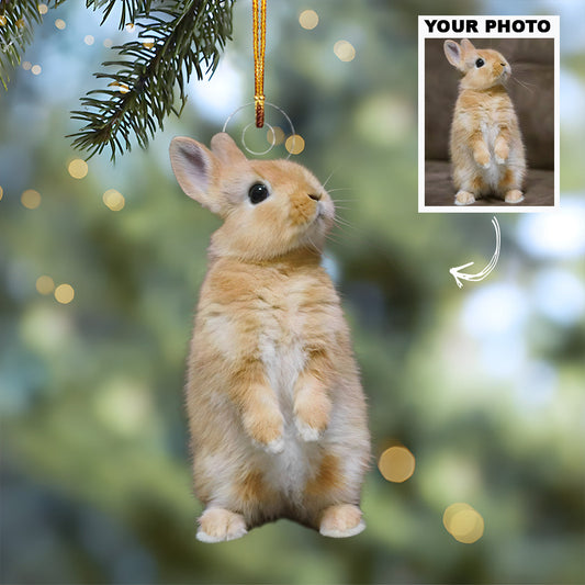I Love Rabbit - Personalized Custom Photo Mica Ornament - Christmas Gift For Rabbit Lovers, Rabbit Owner, Friends, Family, Family Members