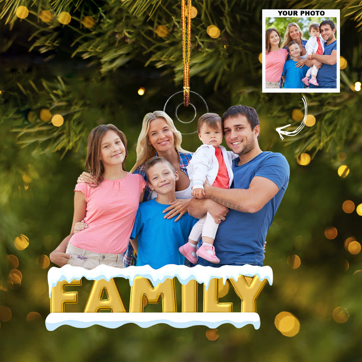 Merry Christmas 2023 My Family - Personalized Custom Photo Mica Ornament - Christmas Gift For Family Members, Dad, Mom, Couple UPL0DM013