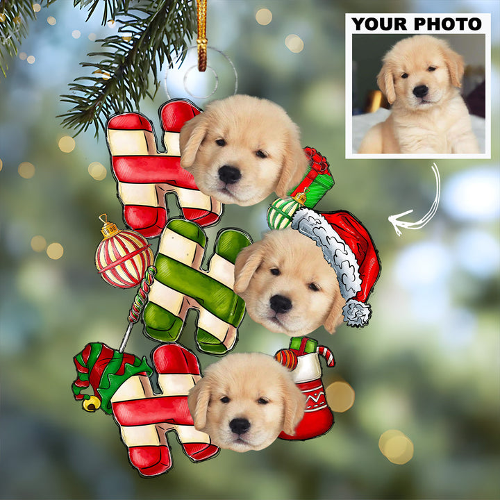 Ho Ho Ho Christmas - Custom Photo Mica Ornament - Christmas, Birthday Gift For Family Members, Pet Lovers, Dog Mom, Cat Mom, Dog Dad, Cat Dad UPL0PD031