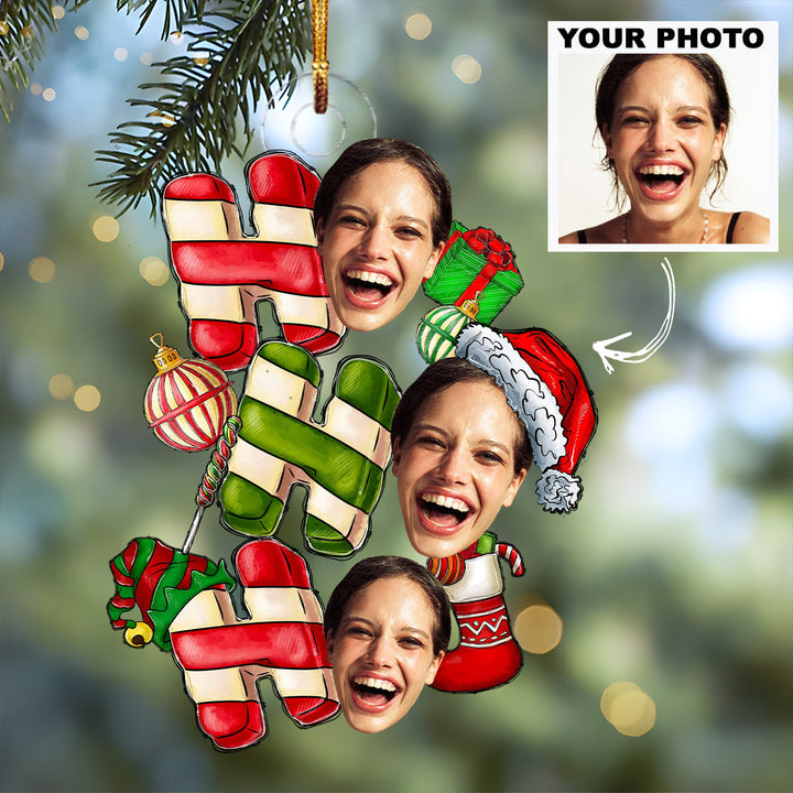 Ho Ho Ho Christmas - Custom Photo Mica Ornament - Christmas, Birthday Gift For Family Members, Pet Lovers, Dog Mom, Cat Mom, Dog Dad, Cat Dad UPL0PD031