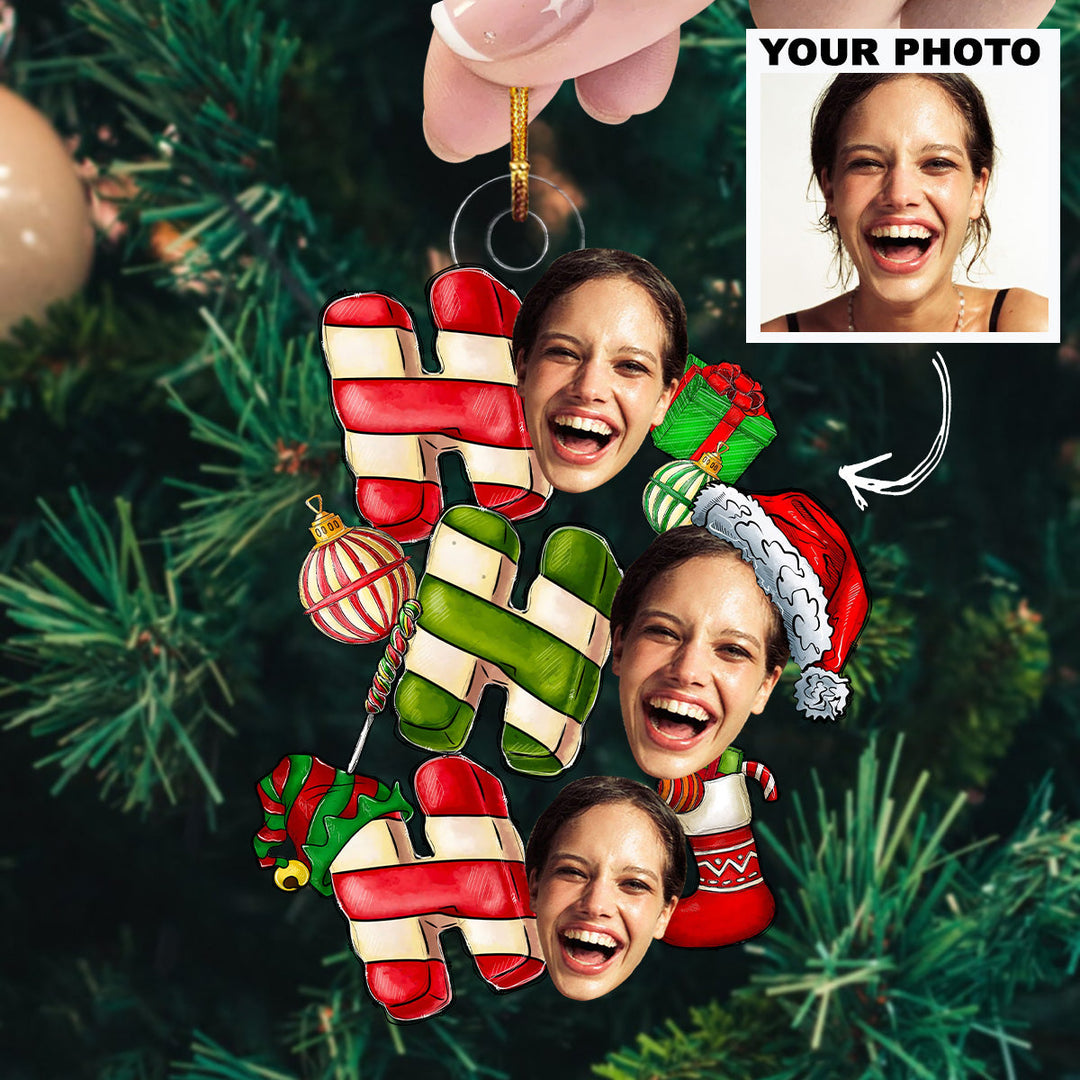 Ho Ho Ho Christmas - Custom Photo Mica Ornament - Christmas, Birthday Gift For Family Members, Pet Lovers, Dog Mom, Cat Mom, Dog Dad, Cat Dad UPL0PD031