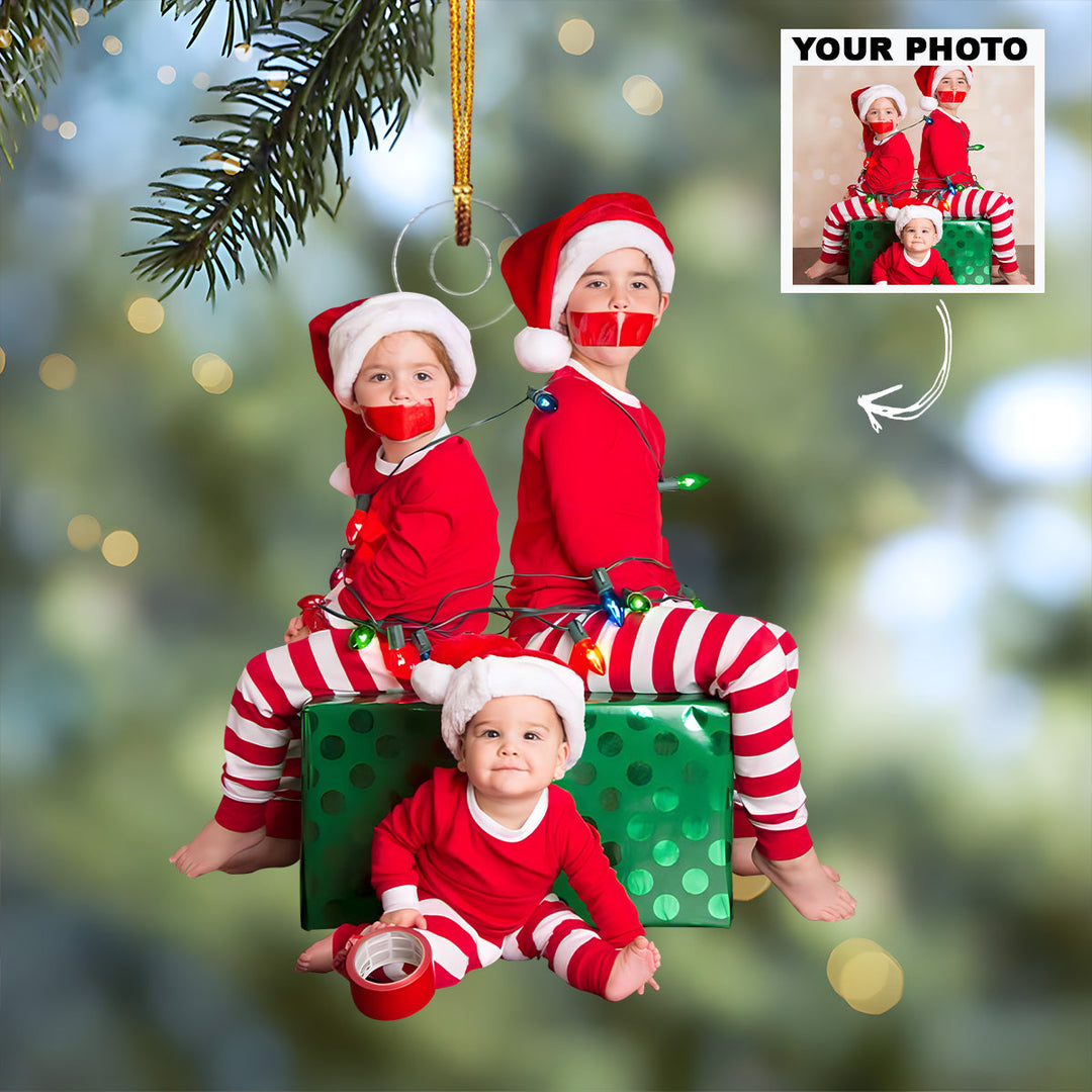Customized Photo Ornament Funny Moment - Personalized Photo Mica Ornament - Christmas Gift For Family Members