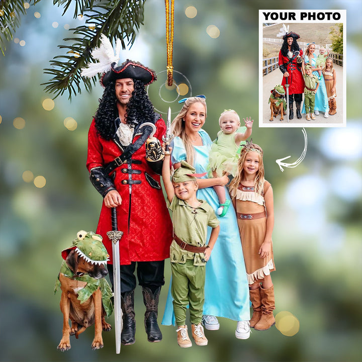 Family In Funny Costume - Personalized Custom Photo Mica Ornament - Christmas Gift For Family, Family Members