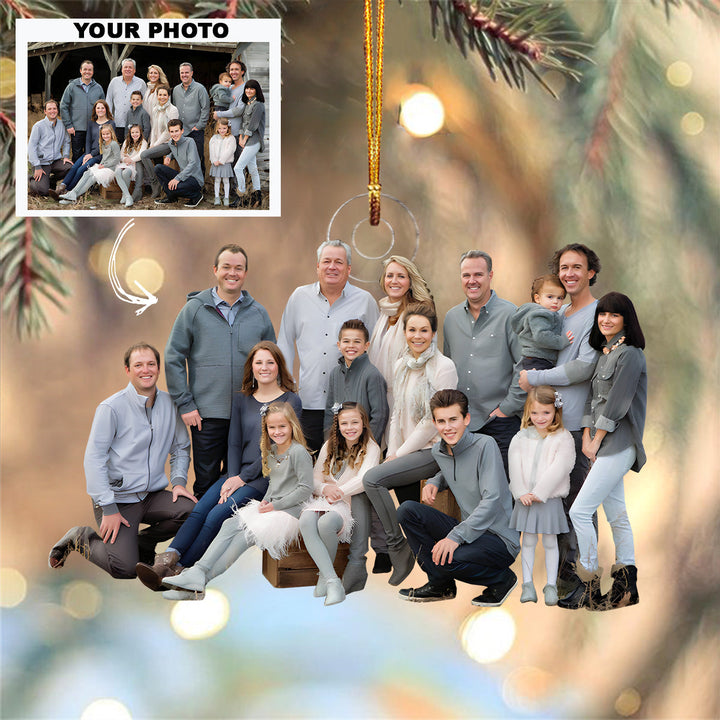 Family Over Everything - Personalized Photo Mica Ornament - Christmas Gifts For Family Member