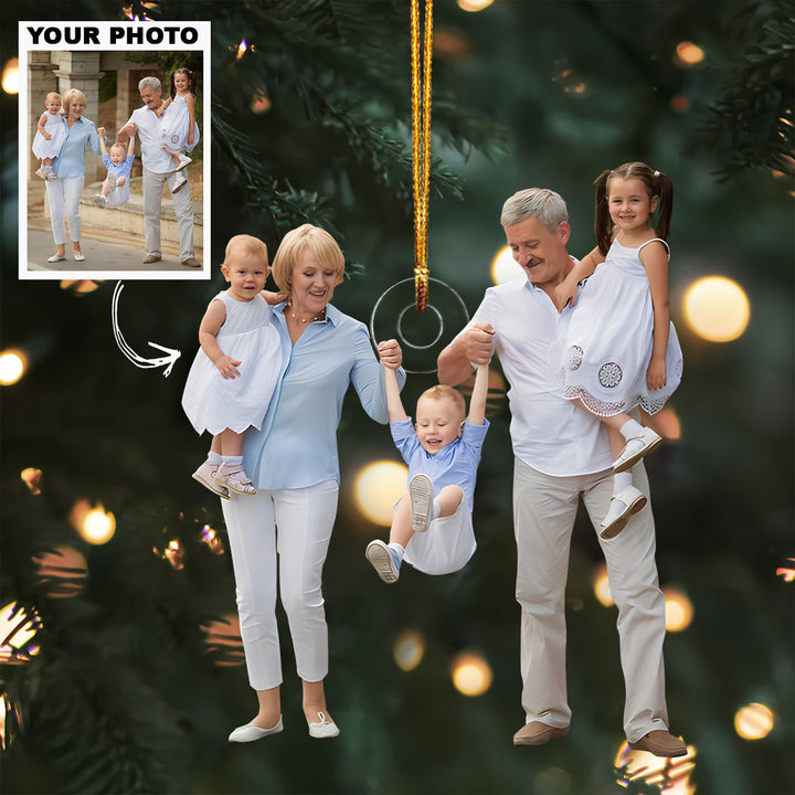 Customized Photo Ornament - Personalized Photo Mica Ornament - Christmas Gift For Family Members, Grandma, Grandpa