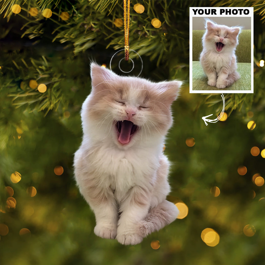 Cat Ornament - Personalized Custom Photo Mica Ornament - Christmas Gift For Cat Mom, Cat Dad, Cat Lovers, Family Members