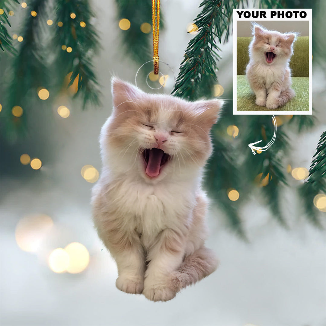 Cat Ornament - Personalized Custom Photo Mica Ornament - Christmas Gift For Cat Mom, Cat Dad, Cat Lovers, Family Members