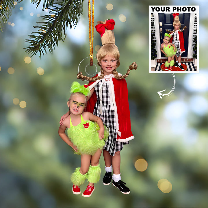Customized Photo Ornament Christmas Funny Cosplay Costume - Personalized Photo Mica Ornament - Christmas Gift For Family Members