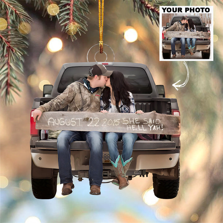 Customized Photo Ornament Couple Photo - Personalized Photo Mica Ornament - Christmas Gift For Family Members, Wife, Husband, Girlfriend, Boyfriend