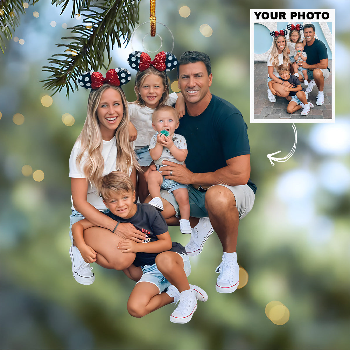 Customized Photo Ornament Family Trip - Personalized Photo Mica Ornament