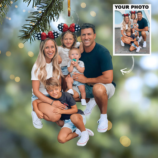 Customized Photo Ornament Family Trip - Personalized Photo Mica Ornament