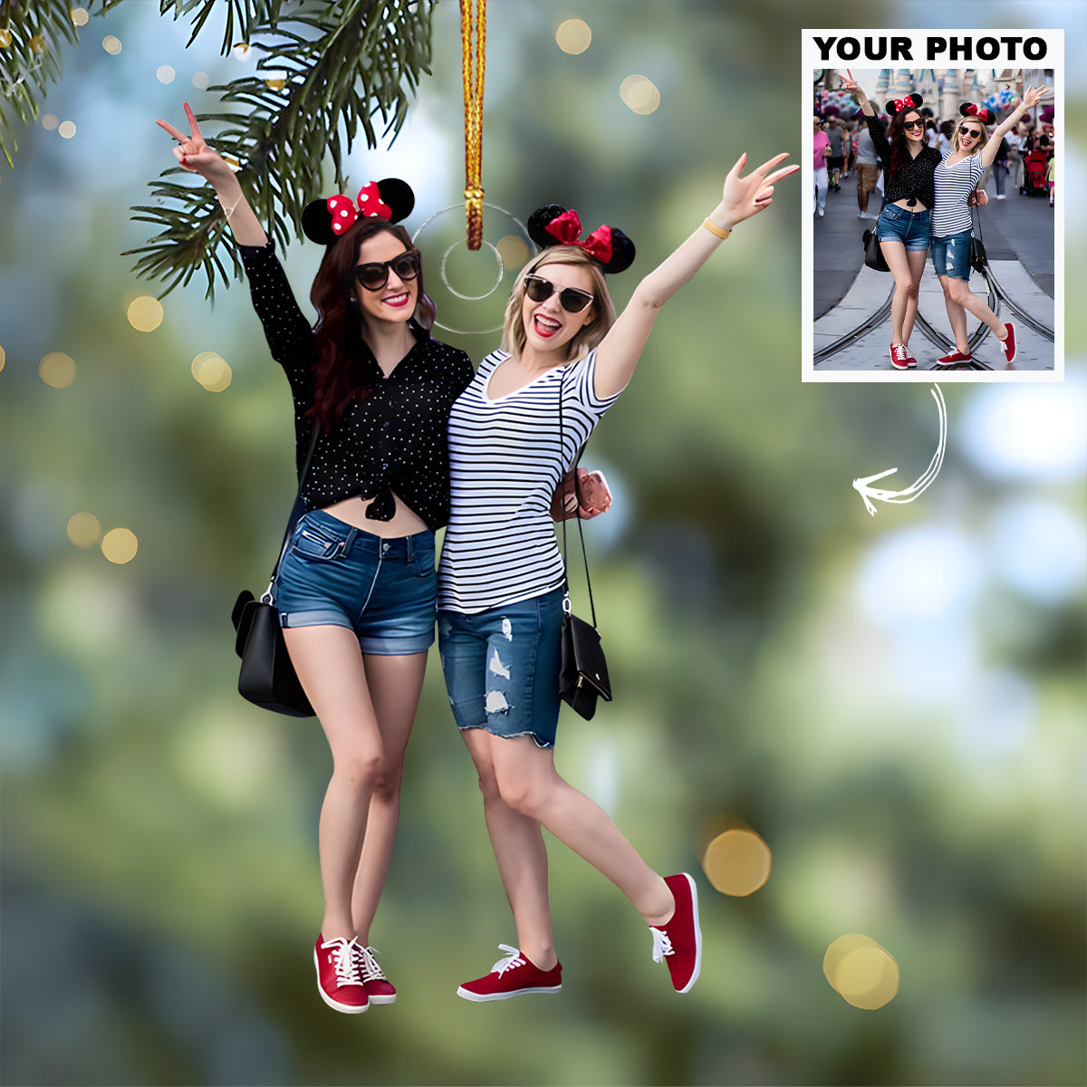 Customized Photo Ornament Family Trip - Personalized Photo Mica Ornament