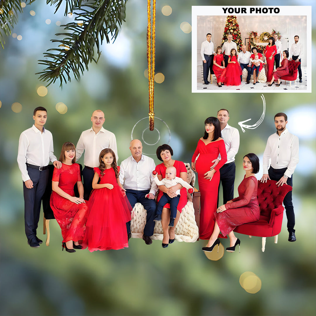 Customized Photo Ornament Special Moment With The Family - Personalized Photo Mica Ornament - Christmas Gift For Family Members