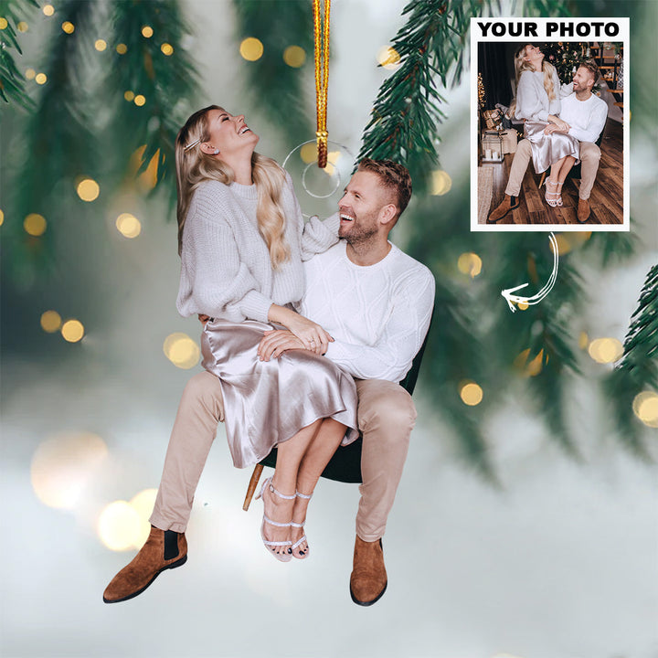 Customized Photo Ornament Couple, Family Christmas - Personalized Photo Mica Ornament