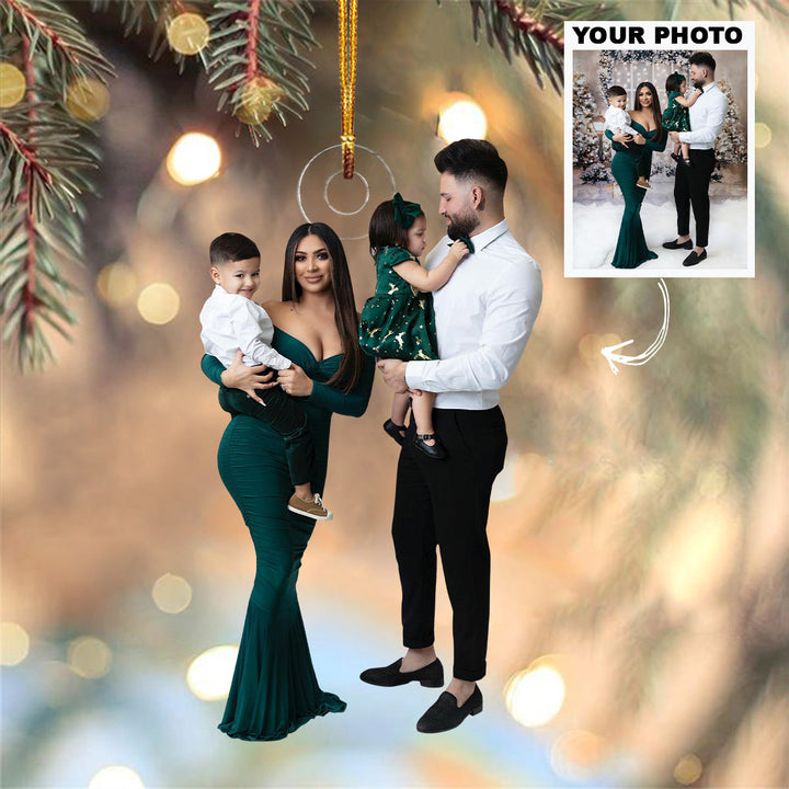 Customized Photo Ornament Couple, Family Christmas - Personalized Photo Mica Ornament