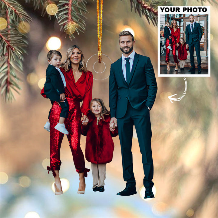 Customized Photo Ornament Couple, Family Christmas - Personalized Photo Mica Ornament