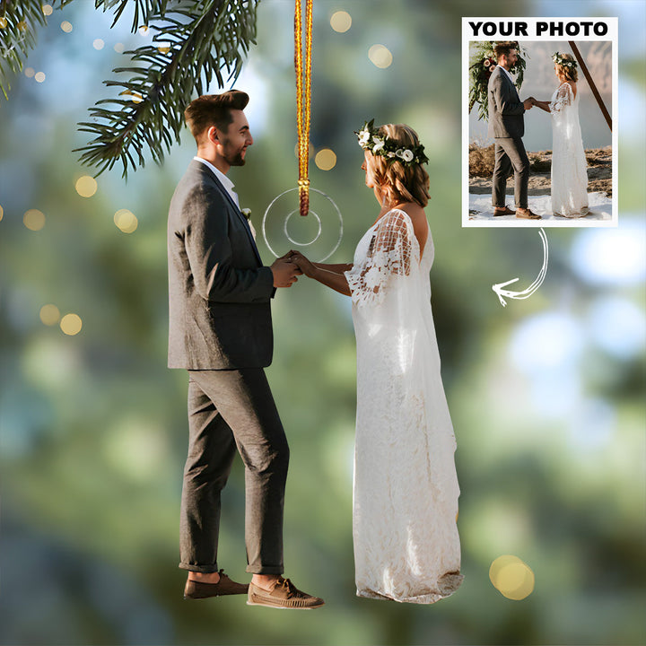 Wedding Vow Moments - Personalized Photo Mica Ornament - Christmas, Wedding Gift For Couple, Married Couple