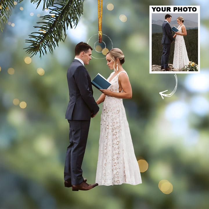 Wedding Vow Moments - Personalized Photo Mica Ornament - Christmas, Wedding Gift For Couple, Married Couple