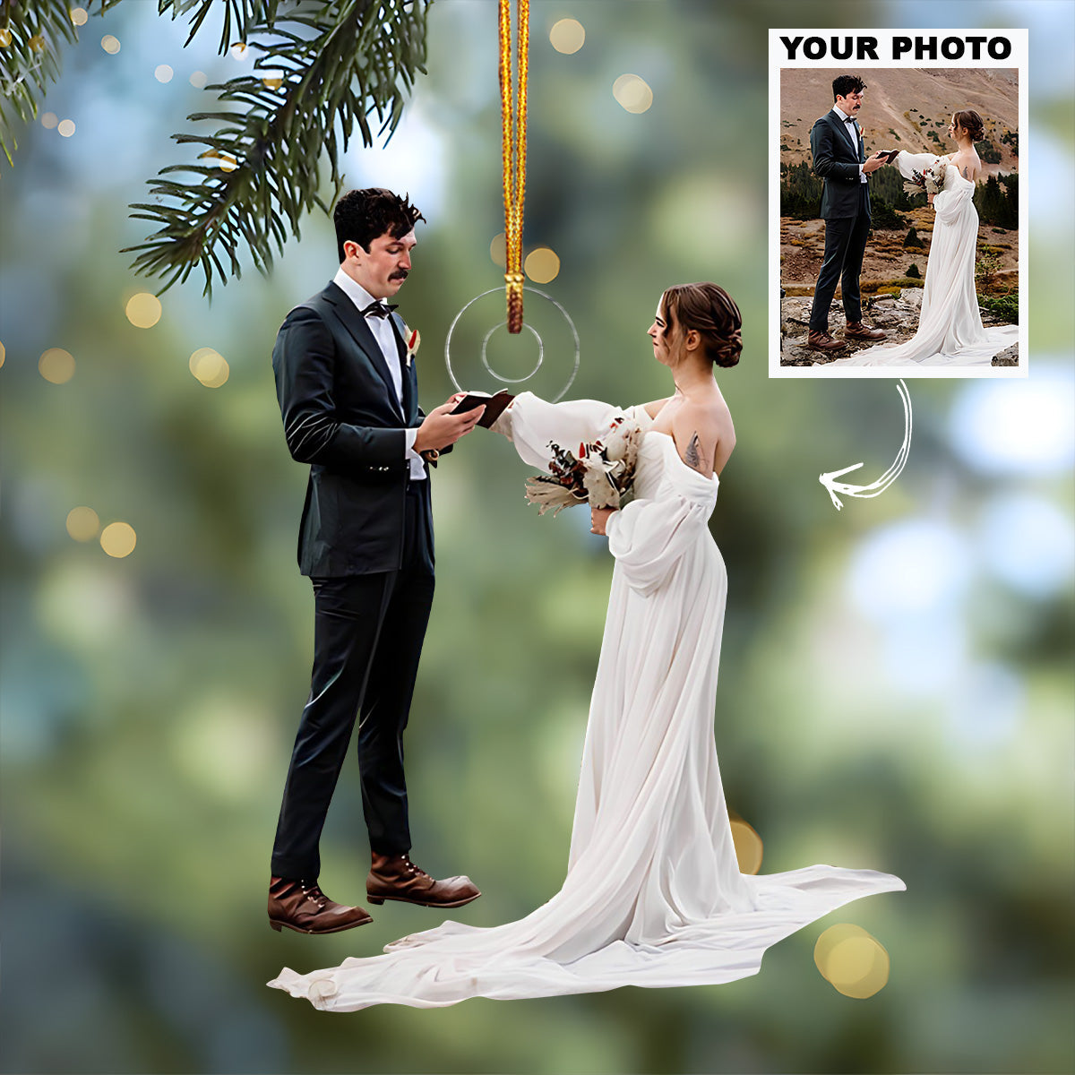 Wedding Vow Moments - Personalized Photo Mica Ornament - Christmas, Wedding Gift For Couple, Married Couple