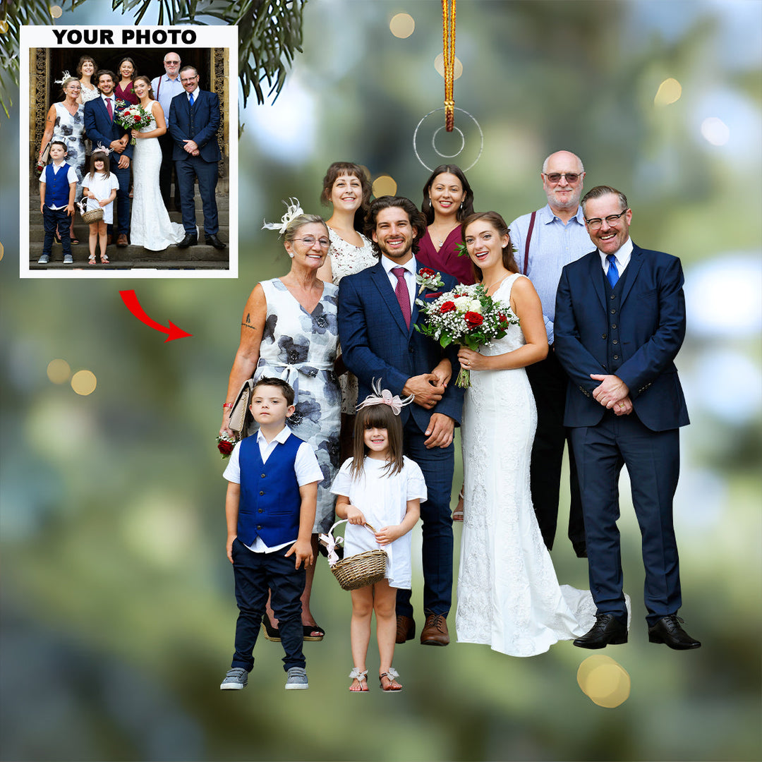 Happy Ending - Personalized Photo Mica Ornament - Christmas, Anniversary Gift For Couple, Wedding Couple