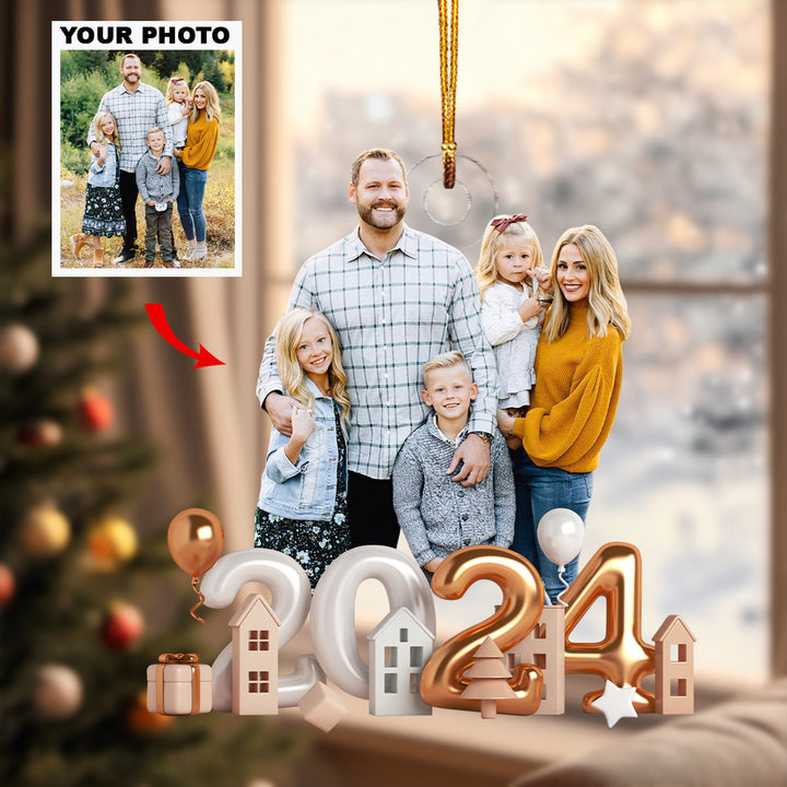 Home Is Where The Family Is - Personalized Photo Mica Ornament - Christmas Gift For Grandma, Grandpa, Family Members UPL0VL021