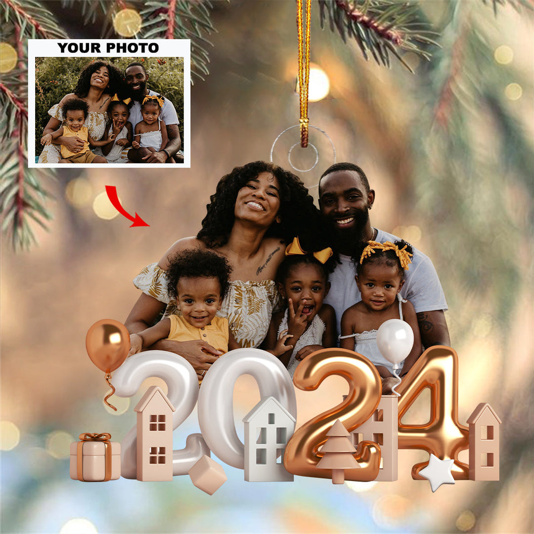 Home Is Where The Family Is - Personalized Photo Mica Ornament - Christmas Gift For Grandma, Grandpa, Family Members UPL0VL021