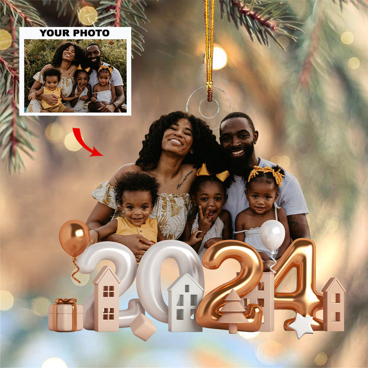 Home Is Where The Family Is - Personalized Photo Mica Ornament - Christmas Gift For Grandma, Grandpa, Family Members UPL0VL021