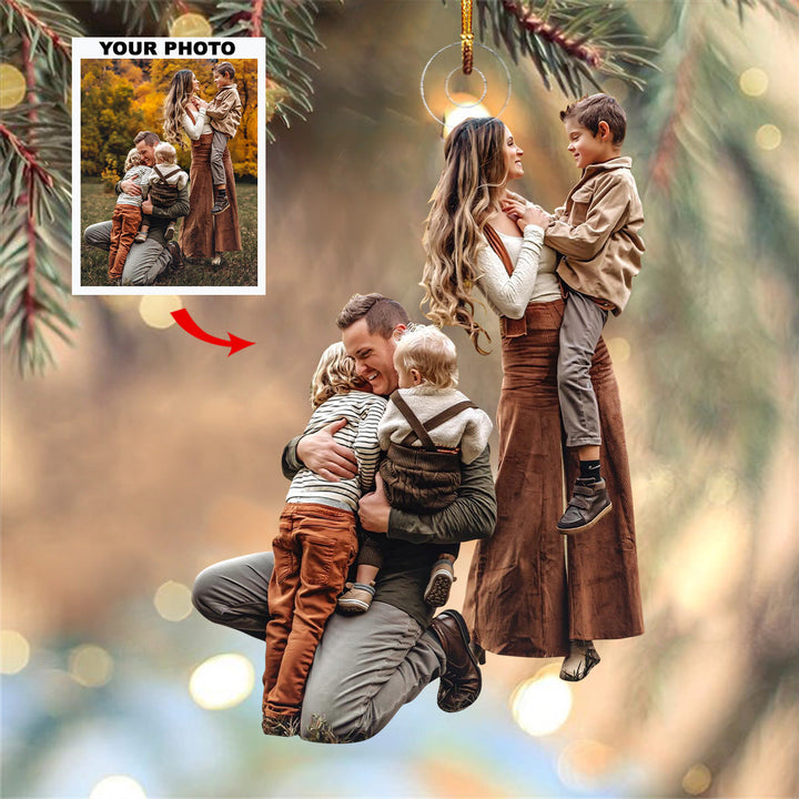 There Is No Greater Gift Than Family - Personalized Photo Mica Ornament - Christmas Gift For Grandma, Grandpa, Family Members