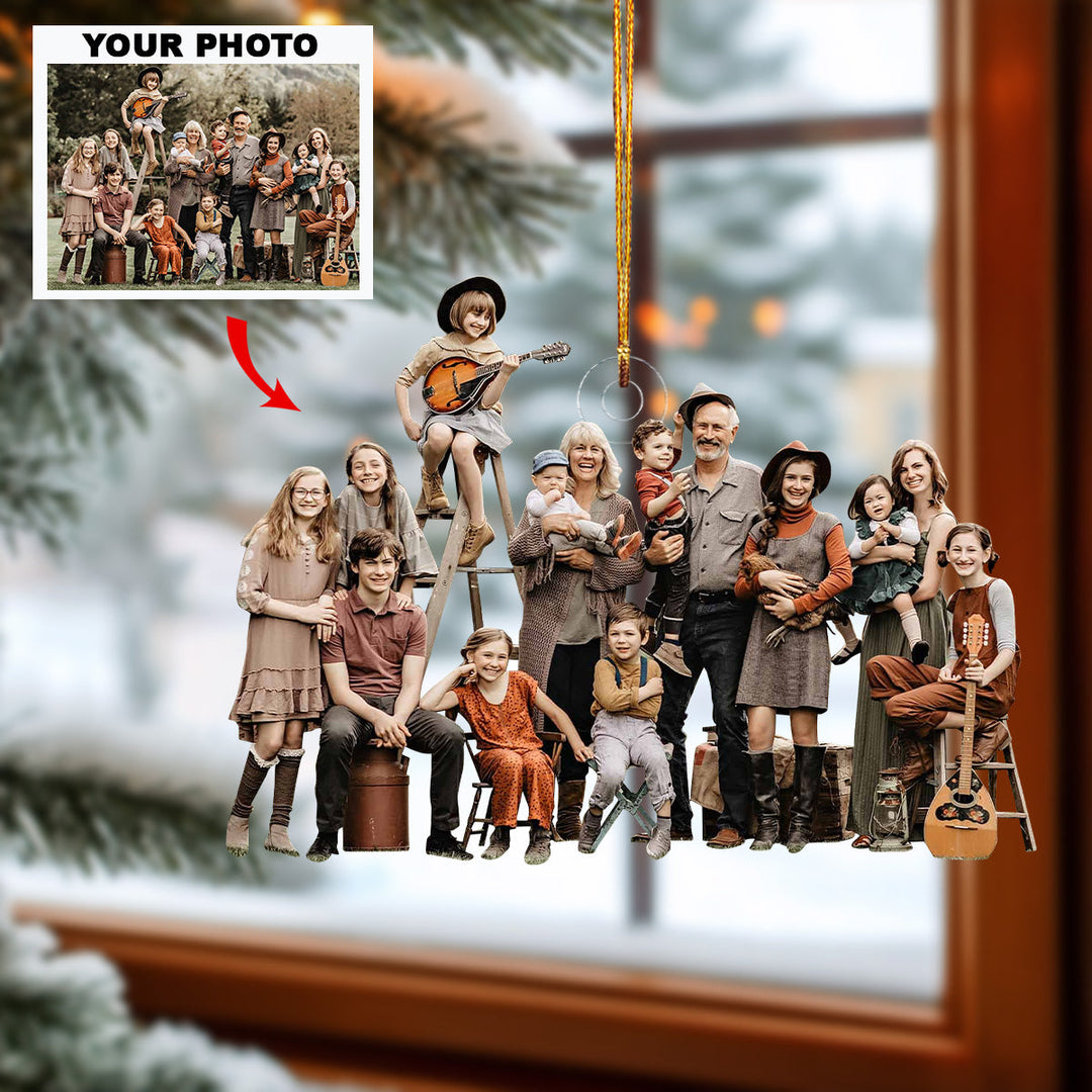 Home Is Where Family Is - Personalized Photo Mica Ornament - Christmas Gift For Grandma, Grandpa, Family Members