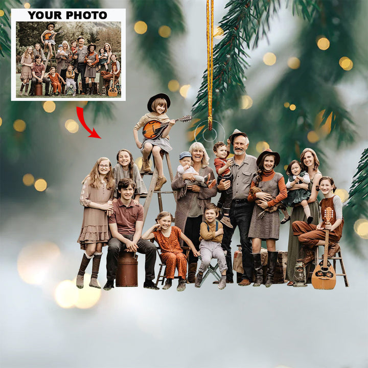 Home Is Where Family Is - Personalized Photo Mica Ornament - Christmas Gift For Grandma, Grandpa, Family Members